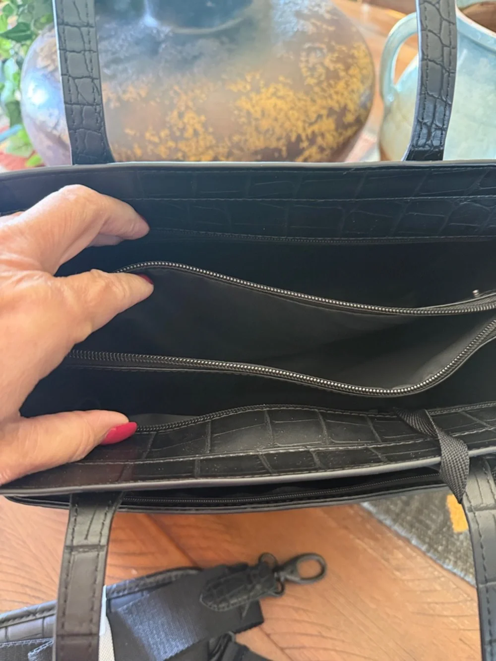 BEIS Black Croc Work Tote - Picture 5 of 10